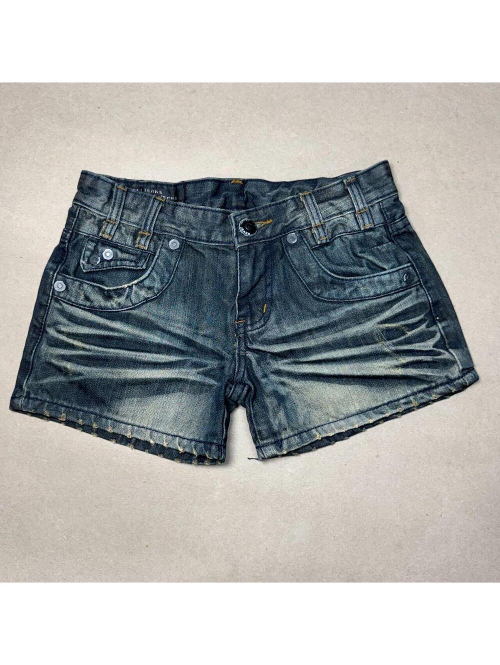 Vintage Y2K Low Rise Denim Micro Shorts Faded